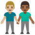 👨🏼‍🤝‍👨🏾 men holding hands: medium-light skin tone, medium-dark skin tone display on Google